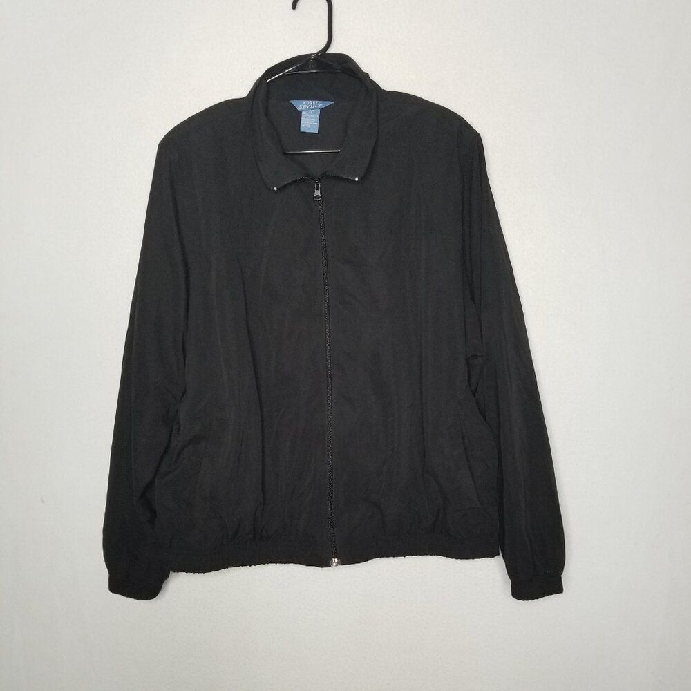 Koret Sport Jacket Black Full Zip Pockets Windbreaker Lined Men's XL